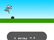French Runner game screenshot showing a runner character jumping over a block obstacle in a simple 2D endless running game, free online game