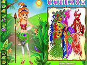 Screenshot of Stone Age Dressup free online fashion game with native girl on PlayArcadeHub