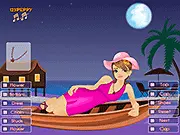 Screenshot of the stylish celebrity character, Penelope, being dressed in a glamorous outfit in the online game