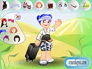 Screenshot of Travel Outfit Dressup game, girl choosing comfortable clothes for travel, Play free online fashion game