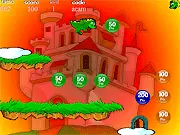 Gameplay screenshot of Aragon Dragon online flying arcade game, showing the dragon navigating obstacles and collecting a yellow pickup.