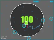 Second Wave Defender free arcade game, screenshot of a circle being protected from many incoming colored balls
