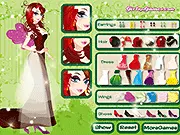 Spring Princess Dress Up game screen showing a princess wearing a flowing dress and a pair of delicate wings, free online fashion game.