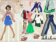Lakshmi Dressup game, model in high-fashion clothing, play free online dressup game