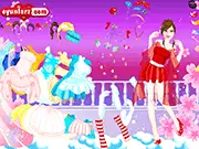 Twins Pretty Girls Dressup free online game screen showing two stylish twin sisters in coordinated casual outfits