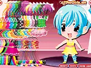 Little Anime Girl Dress Up game screenshot - A cute anime girl wearing a new dress and a stylish, braided hairstyle