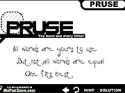 Free online game screenshot of Prose and Motion, showing letters being dragged and manipulated in a physical environment to spell a word.
