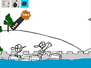 Game of Trolls free online cannon shooter game gameplay featuring rocks and bombs being fired at enemies on an island