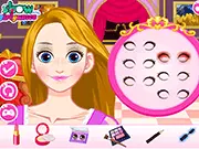 Rapunzel Fashion Dress Up free online game screenshot showing the princess in a glamorous gown and receiving a stylish makeover
