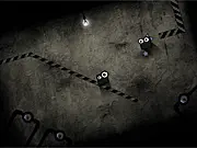 Melancholia online game screenshot - two small characters rolling on a tilted platform to collect glowing stars