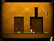 Jack Tube online game screenshot - Jack the bunny navigating a green pipe maze filled with deadly spikes
