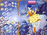 Water Fairy Dressup free game online screenshot – Lovely water fairy model selecting a magical blue dress