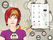 Punk Girl Make Up game screenshot, model with bright pink hair and dramatic eye makeup, free online fashion game