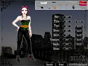 Vampire Bella Dress Up free online game screenshot. A beautiful vampire girl with glowing eyes and elegant dark gothic clothing.