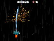 Asteroid Rush free online space shooter game screenshot, spaceship firing at asteroids
