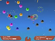 Colorpop Flash free online arcade game screenshot, colorful bubbles and black penalty bubbles