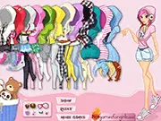 The free online dressup game Casual Hoodie Style showing a woman wearing a cute oversized hoodie with jeans and sneakers