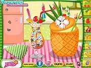 Beverage Decoration free online game showing a beautifully garnished tropical drink with fruit slices and a paper umbrella