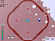 Play Off-Balance free online physics puzzle game, showing a square character trying to activate a red button on a precarious platform