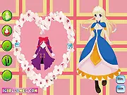 Screenshot of Kawaii Amaya Dressup game showing Amaya in a cute outfit with a cherry blossom background. Play free online kawaii fashion dressup game.