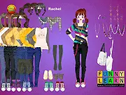 Rachel Fashion Girl Dressup game online, choose stylish outfits, play free fashion styling game