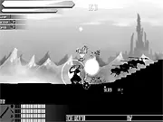Rearmed Trials free online action game screenshot showing a warrior with a sword battling a horde of enemies in a dark, atmospheric environment.