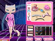 Miss Cat Dress-up free online game screenshot, a stylish cat wearing a fashionable outfit, PlayArcadeHub