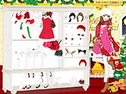 Styling a model in an elegant wintry Christmas fashion dress and accessories in the free online game