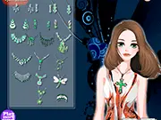 Diamond Jewelry Dressup online free game showing a woman styled with glittering diamond necklace and earrings