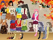 Artist Dress Up game screenshot showing a female artist character surrounded by different clothing options for a makeover