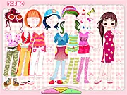Screenshot of Nariko Dressup game showing the character Nariko ready to be styled with various clothes and accessories in the menu. Play free online dressup game.