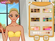 Crop Jackets Girl dress up game: model wearing a stylish crop jacket, high-waist jeans, and full makeup.