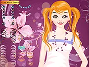 Gameplay image of Cidney Make Up, a free online beauty and makeover game showing the character model with applied cosmetics and accessories.