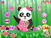 Lovely Panda Dress Up game screenshot showing an adorable panda wearing a dress and accessories