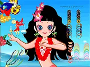 Cute Hawaii Girl free online dress up game featuring a character wearing a tropical flower lei and hula skirt