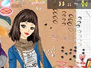 Screenshot of Dazzling Christmas Party online game showing a cute girl with festive makeup and dazzling holiday clothes