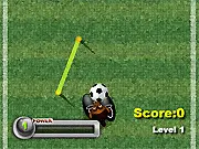 DribbleMan online soccer game, kicking a football into the goal