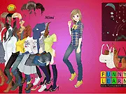 The Mimi Girl Dressup game screen showing the super cute Mimi posing in a stylish outfit with many clothing options available.