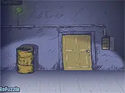 Screenshot of Sleep Walking puzzle game, showing a sleepwalking character walking across a platform that the player needs to manipulate to solve the escape puzzle; Play this free online game