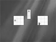 Soom free online puzzle game screenshot, showing a character on a platform with stars, ready for the player to drag and shift the map.