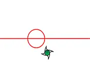 Speedball 4 game screenshot showing the player's moving saw blade on a minimalist game screen