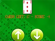 Screenshot of GuessNext card game showing a card on the table and two buttons (Higher and Lower) for guessing the next card, play free online