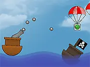 Endless Pirate Battle online free game showing two pirate ships firing cannons at sea
