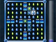 Screenshot of the Jewels of the Deep game showing a grid filled with colorful, shimmering underwater gems and treasures ready to be matched.