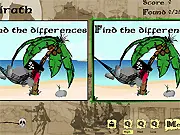 Pirath free online game screenshot showing two animated screens side-by-side, challenging the player to find the difference in the moving scenes