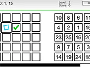 Screenshot of the 25 Boxes puzzle game showing a 5x5 grid of boxes used for a memory and observation challenge.