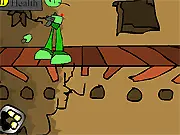 Blood Shed free online shooter game screenshot with green man targets and yellow obstacles