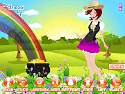 Cathleen Irish Beauty Dress Up free game screenshot, a girl wearing a hot green St. Patrick's Day costume, play online fashion game