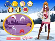 After Ski Party Dress Up free game screenshot, girl in stylish winter clothes, play online apres-ski fashion game