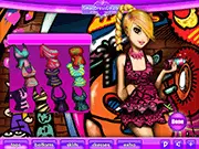 Graffiti Girl Dress Up free game screenshot, Aino wearing a stylish graffiti-print outfit, play online street art fashion game